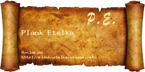 Plank Etelka névjegykártya